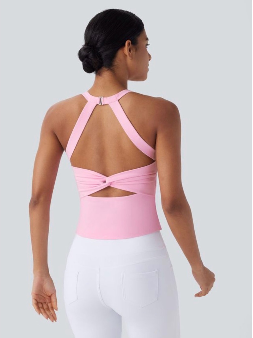 Pink Twist-Back Active Tank Top